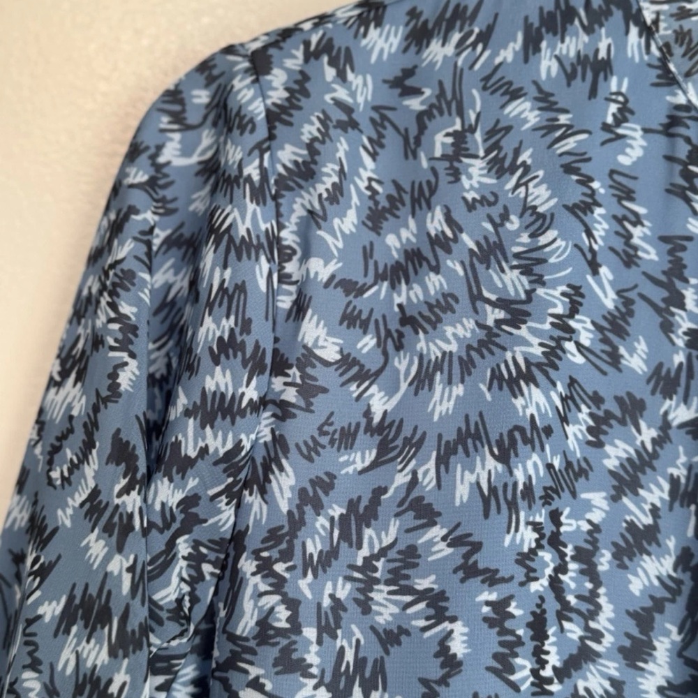 REFKA Blue Abstract Balloon Long Sleeve Maxi Dress Size 10 Modest Chic Prairie - Picture 7 of 9